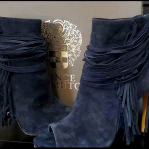 SOLD Size 8 Antonio Melani Suade Royal Blue Fringe Heel Women